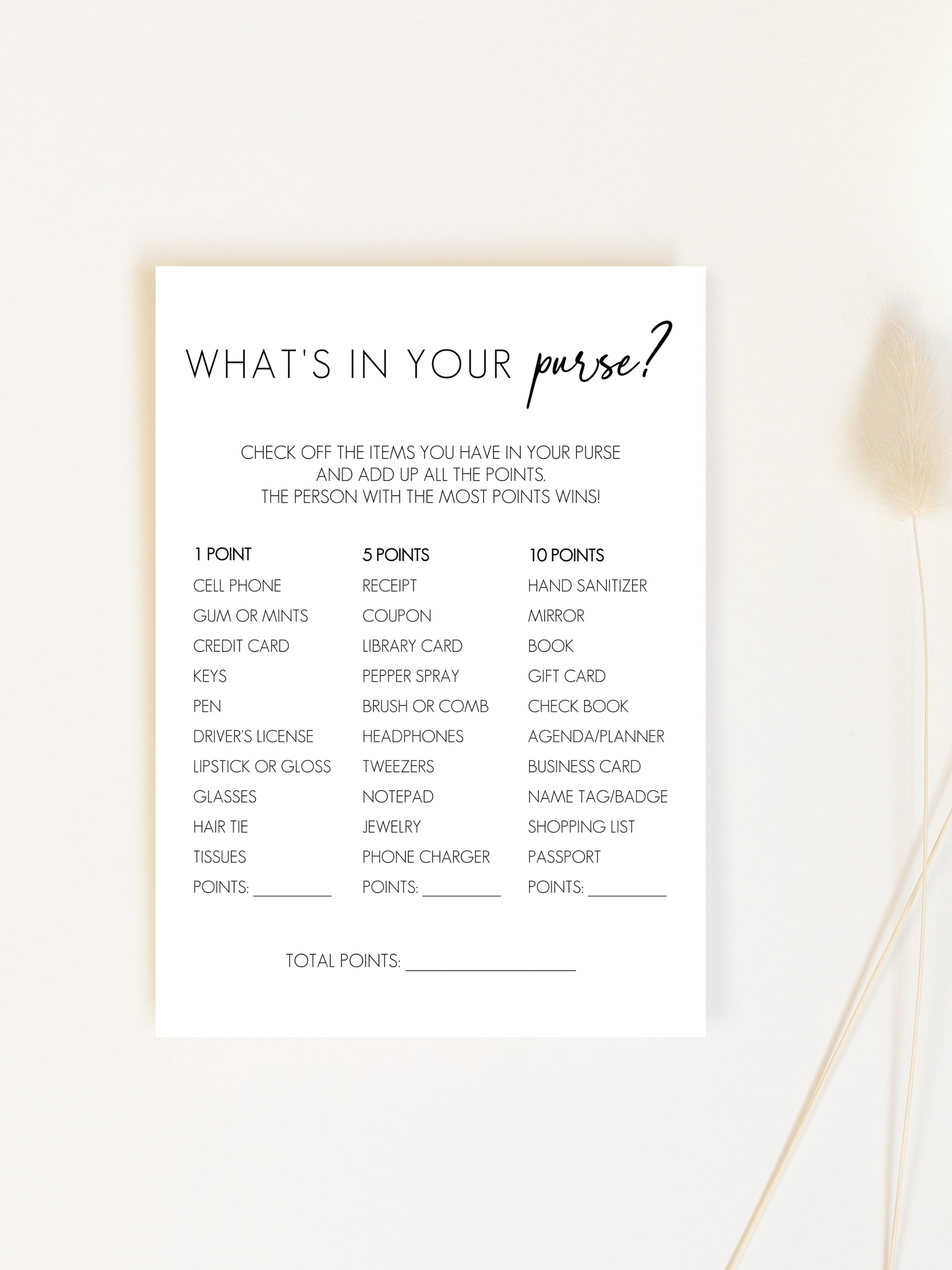 Rose Gold Theme - Whats In Your Purse? | Bridal Shower Game – Your Party  Games